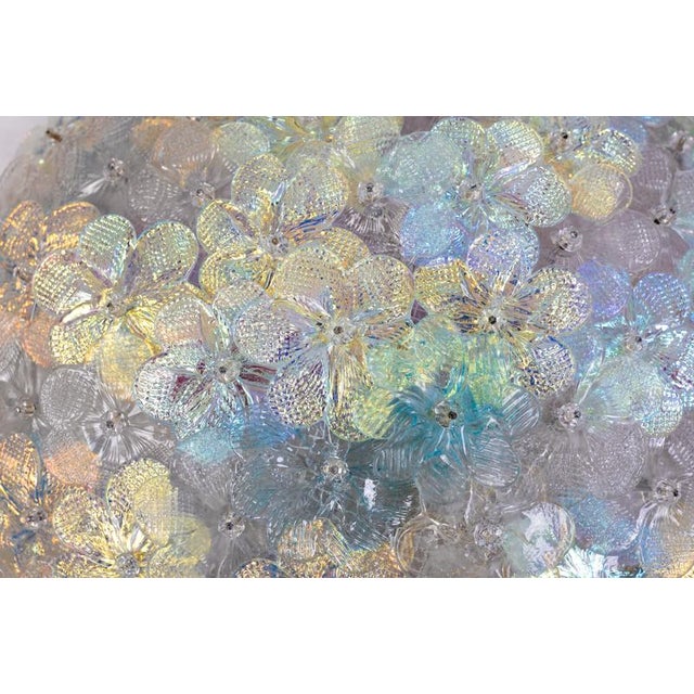 Gold Multicolor Iridescent Murano Glass Flowers Basket Ceiling Lights by Barovier, 1950 For Sale - Image 8 of 9