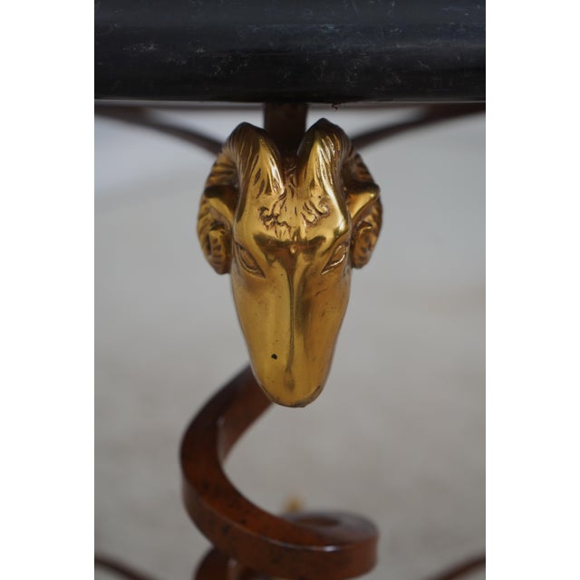 Maitland - Smith Maitland Smith Piera Dura Marble Top Rams Head Lamp Table For Sale - Image 4 of 12