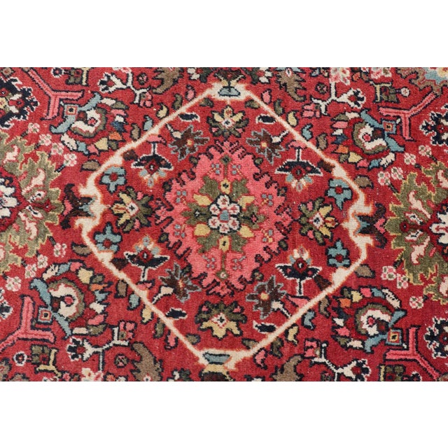 Mid 20th Century Mid 20th Century Semi Antique Persian Mahal Rug With Medallion Design in Jewel Tones For Sale - Image 5 of 13