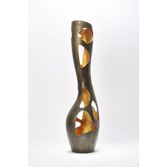 Small Bronze Gold Leaf Vase by Reda Amalou Design For Sale - Image 14 of 15