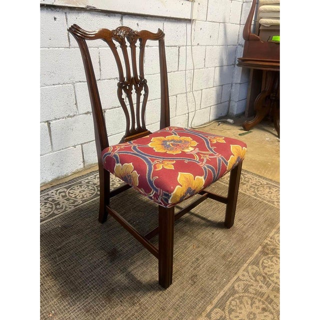 Mid 20th Century Mid 20th Century Chippendale Style Mahogany Upholstered Dining Chairs- Set of 6 For Sale - Image 5 of 12