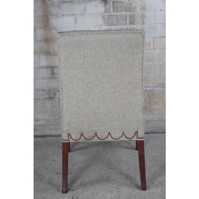 Gray Late 20th Century Universal Furniture Hepplewhite Style Modern Gray Slipper Arm Chair Nailhead For Sale - Image 8 of 11