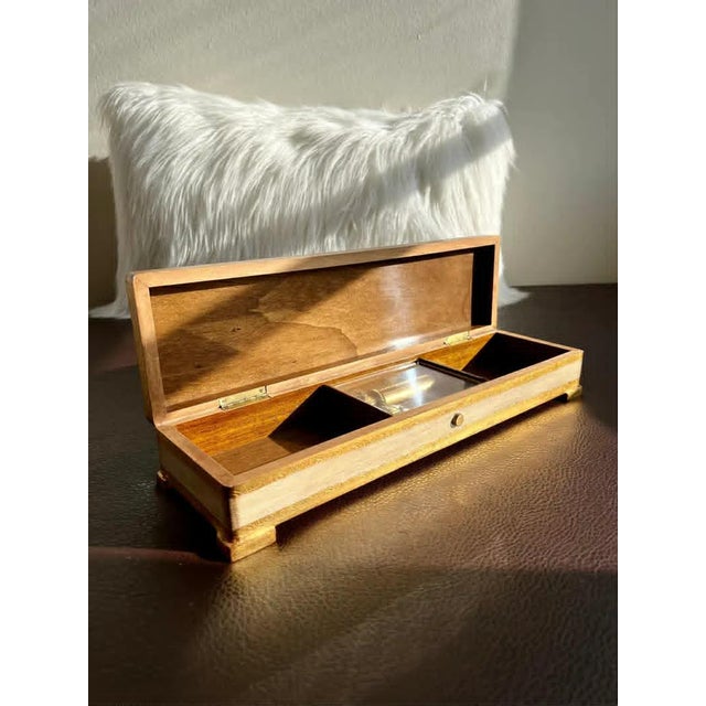 Beautiful European/Italian style, very long vintage wooden, unique Florentine music box, numbered. Made in Switzerland....