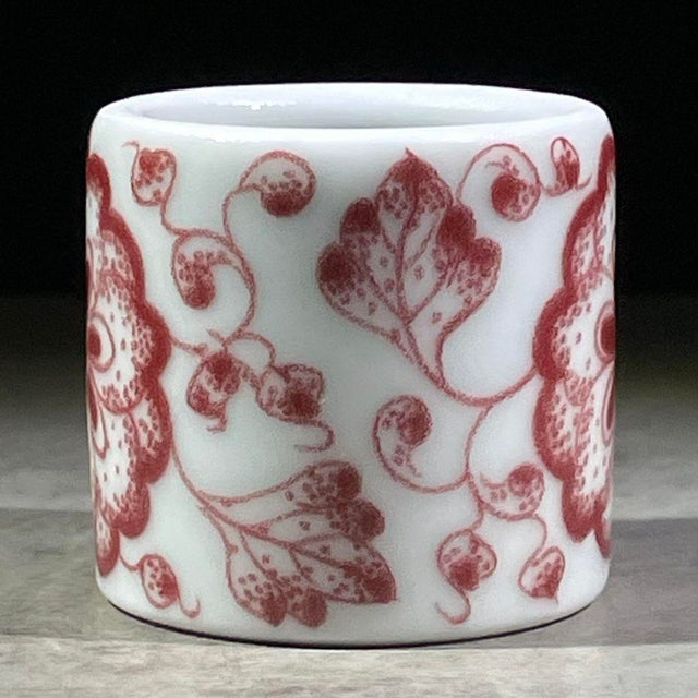 Underglaze Red Porcelain Thumb Ring With Floral Motif For Sale - Image 9 of 9