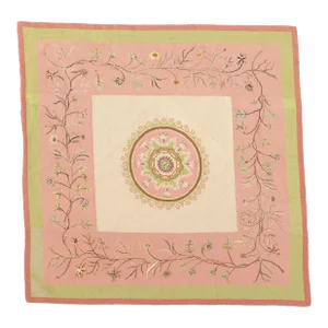 Vintage Portuguese Needlepoint Arraiolos Rug - 05'02 X 05'02