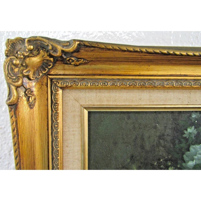 1902 Oil Painting Chrysanthemums and Daisies in Glass Vase Carved Gold Wood Frame H. Ovide Cornwall, England For Sale - Image 9 of 12