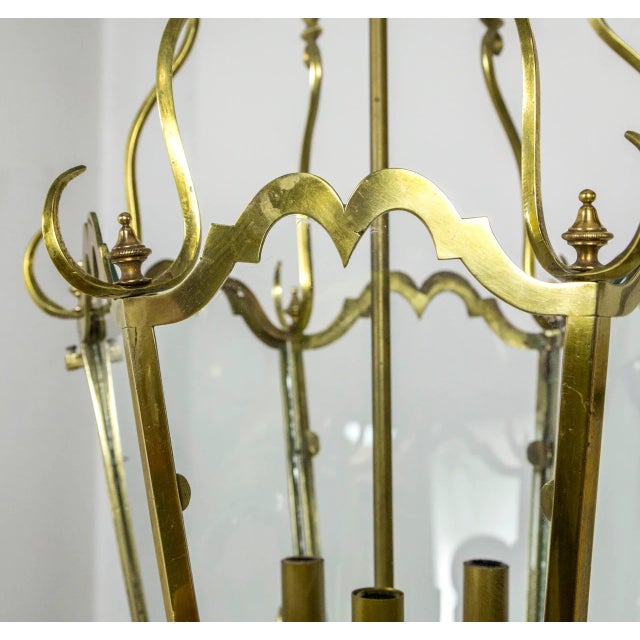 1920s Belle Epoque Brass Tapered Hex Lantern For Sale - Image 5 of 13