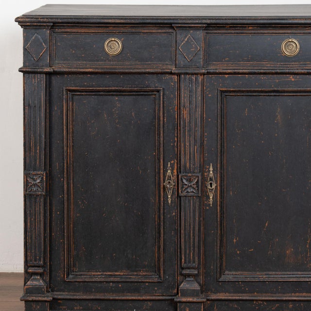 19th Century Swedish Black Painted Pine Sideboard Buffet For Sale - Image 9 of 15