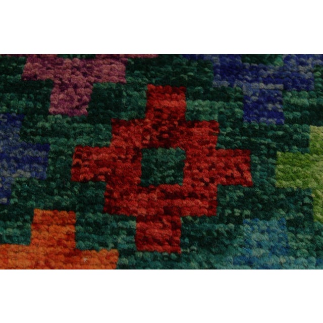 1990s Abstract Tribal Balouchi Green Wool Rug - 4′10″ × 6′6″ For Sale - Image 4 of 8