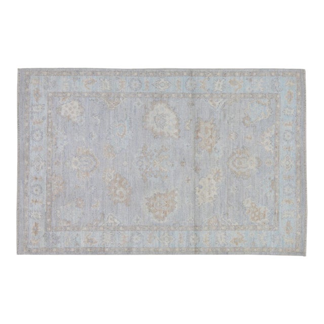 Oushak Hand Knotted Wool Rug, 4'x6' For Sale
