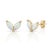 Dainty Opal Leaf Earrings | Natural Gemstone Studs | Minimalist October Birthstone Studs - A Pair For Sale - Image 4 of 4