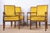 A set of four antique armchairs or fauteuils, Directoire style, c. 1820, French. All chairs feature gold velvet upholstery...