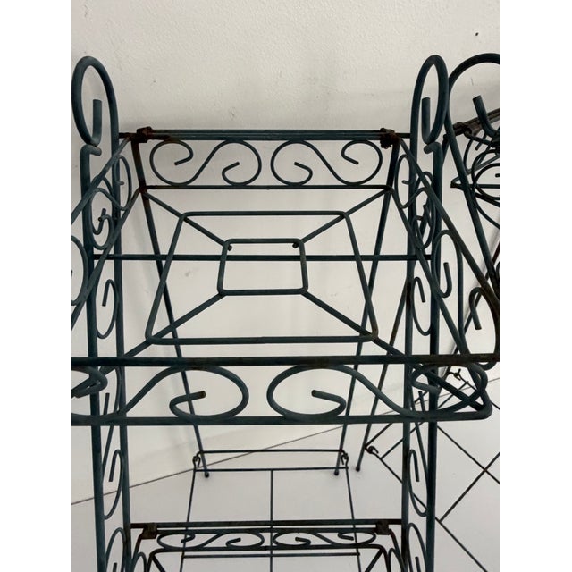 Vintage Three-Tier Wrought Iron Plant Stands – Pair For Sale - Image 4 of 13