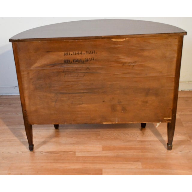 1920s Antique English Regency Flame Mahogany Banded Satinwood Half-Moon Demi-Lune For Sale - Image 14 of 16
