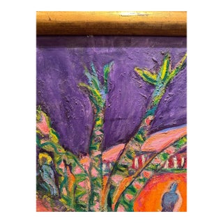 Mid-Century Modern Fauvist Style Tropical Signed Landscape Painting. For Sale