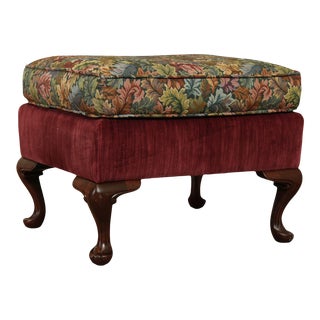 Queen Anne Style Quality Solid Mahogany Ottoman For Sale