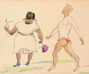 1950s Emlen Etting Figural Watercolor