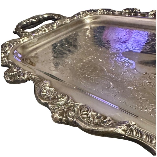 Silver Vintage Towle Silversmiths Rectangular Serving Tray For Sale - Image 8 of 12