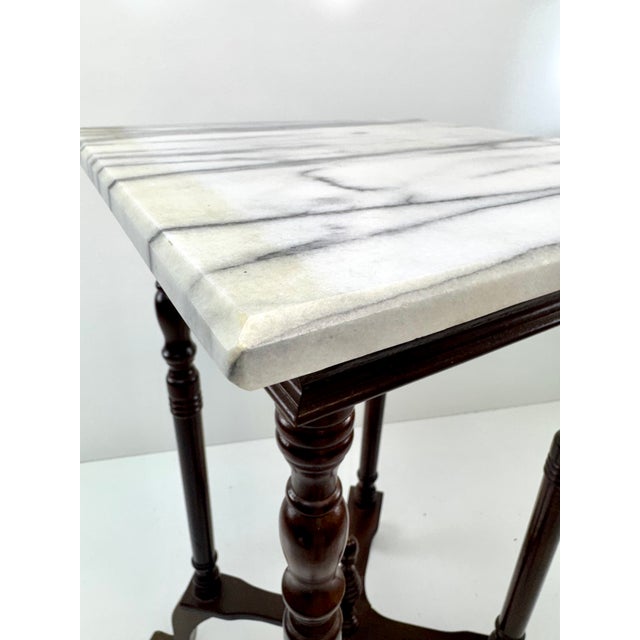 Mid-20th Century English Regency Revival Mahogany Marble Top Plant Stand For Sale - Image 9 of 11