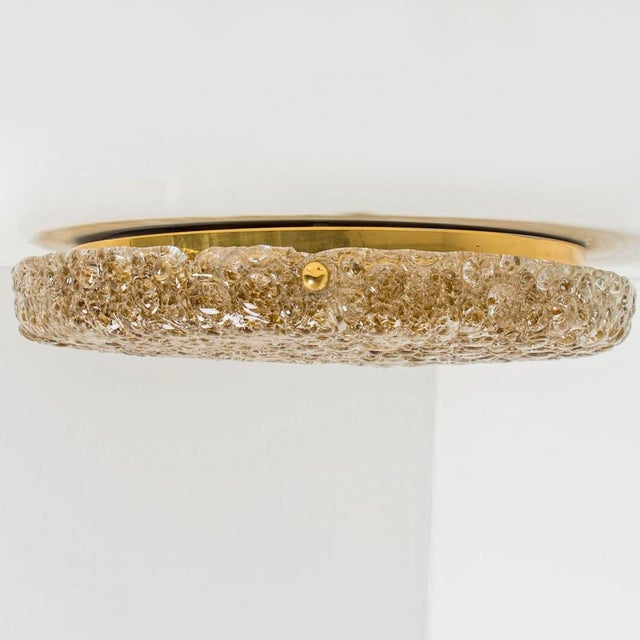 Round Flat Smoked Glass Flush Mount attributed to Hillebrand, 1970s For Sale - Image 6 of 11