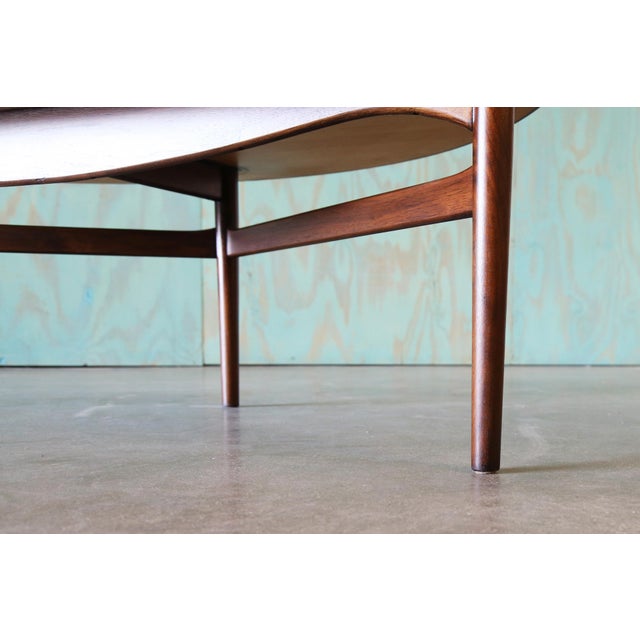 Tan 1950s Attributed to Finn Juhl for Baker Coffee Cocktail Table Two Tone Birch and Walnut For Sale - Image 8 of 15