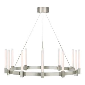 Ian K. Fowler for Visual Comfort Signature Mafra Large Chandelier in Polished Nickel with White Glass