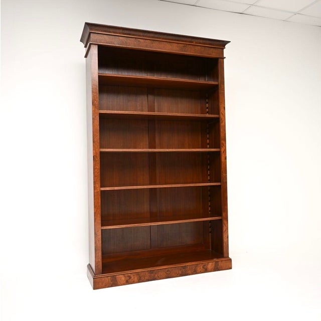 Antique Victorian Walnut Open Bookcase, 1950s For Sale - Image 11 of 11
