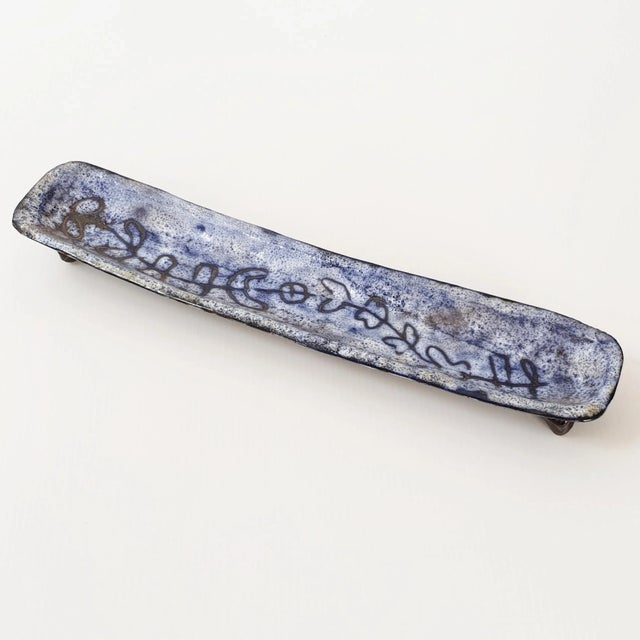 Blue French Ceramic Vide Poche in the Style of Jean Rivier, 1950s For Sale - Image 8 of 8