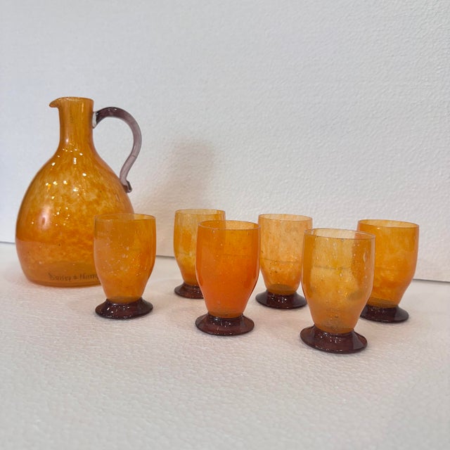 20th Century Art Deco Liquor Set with Jug and Glasses from Daum Crystal, France, 1940s, Set of 7 For Sale - Image 12 of 18