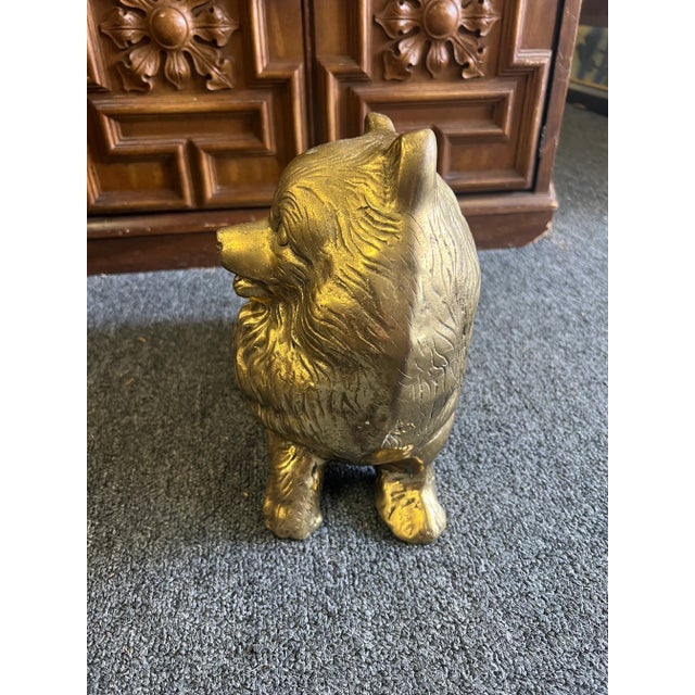 1960s 1960’s Brass Pomeranian Dog Statue For Sale - Image 5 of 10
