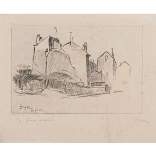 Jaques Berger, Parisian Houses, Etching, Mid-20th Century For Sale