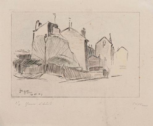 Jaques Berger, Parisian Houses, Etching, Mid-20th Century