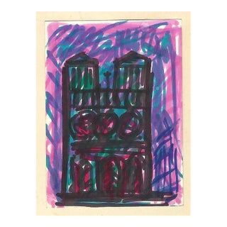 1975 Antanas Liutkus Cathedral Watercolor For Sale