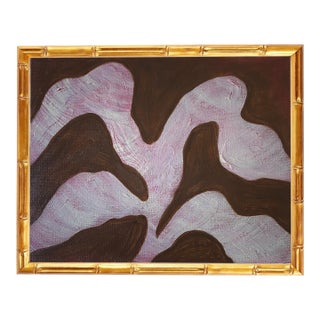 Original Framed Acrylic Botanical Painting, Organic Boho Art Floral Wall Art, 13" X 16" by Tatiana Duperault For Sale