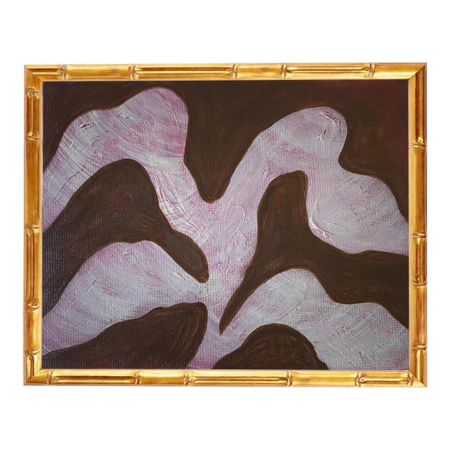 Original Framed Acrylic Botanical Painting, Organic Boho Art Floral Wall Art, 13" X 16" by Tatiana Duperault For Sale