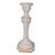 Pair of tall, cream-white porcelain "Capodimonte-style" candlesticks, a decorative revival that echoed 18th-century...