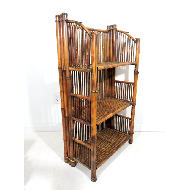 Folding Vintage Three Tier Bamboo Shelf or Étagere, Traditional Bookcase Chairish