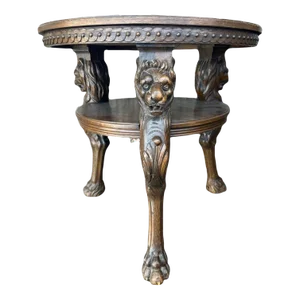 Renaissance Revival German Carved Oak Accent Table From Lichterfelde in Fin De Siècle Berlin