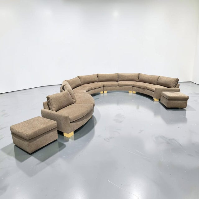 1970s Serpentine Sectional Sofa With Brass Feet For Sale - Image 11 of 11