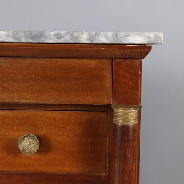 Empire Chest of Drawers in Walnut and Marble For Sale - Image 5 of 12