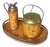 1960s Italian Burl Wood Ice Bucket, Carafe, & Tray Bar Set, in Milo Baughman Style - Set of 3 For Sale