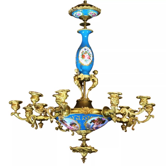Chandelier for 15 Candles from Sevres in the Style of Louis XVI For Sale - Image 8 of 8