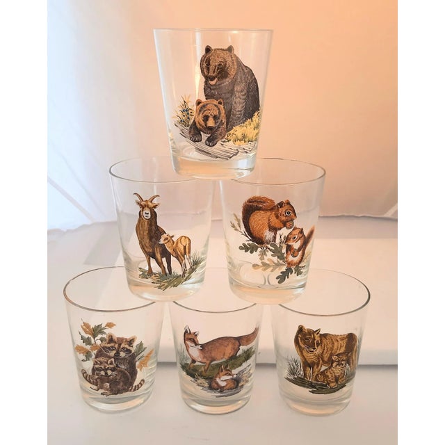 Vintage Wild Animals Barware GlassesNorth American For Sale - Image 10 of 11