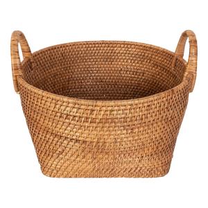 Saboga Home Round Basket with Hoop Handles in Honey Brown - 16.5"