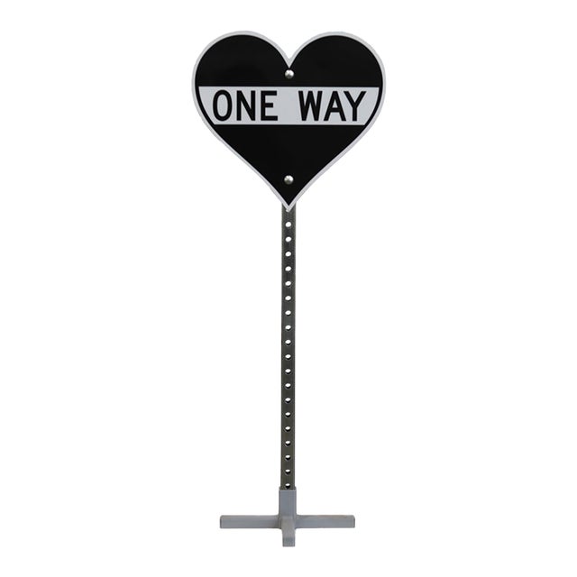 One Way Heart XI - Contemporary Heart Street Sign Art in Vinyl and Steel For Sale