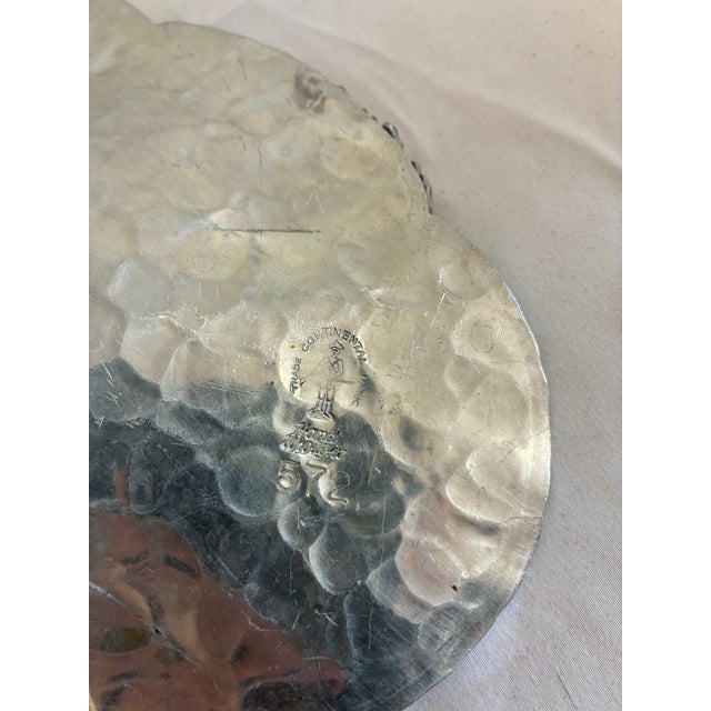 Vintage Continental Silver Co. Hand Wrought Aluminum Tray, Chrysanthemum Motif For Sale - Image 11 of 11