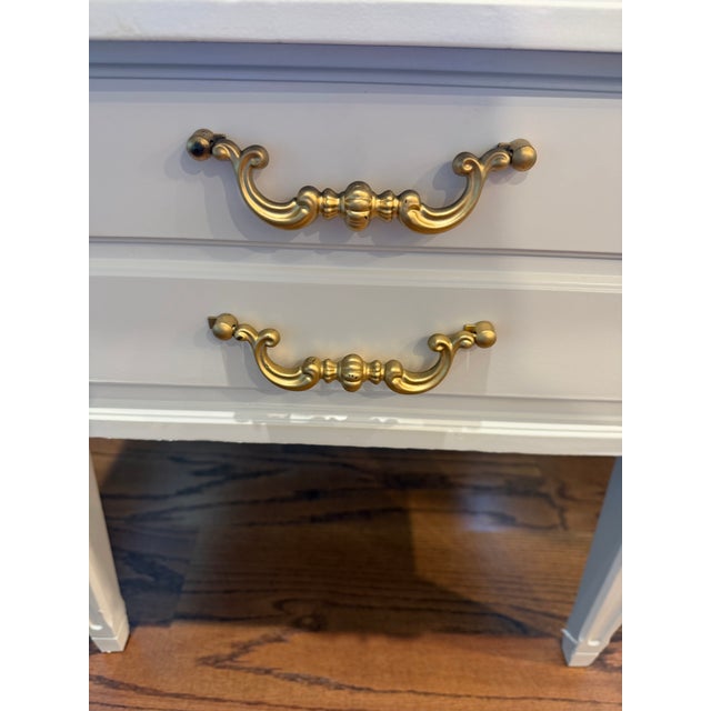 White Vintage Brandt Louis XVI–Style White Painted Two-Drawer Nightstands — A Pair For Sale - Image 8 of 9