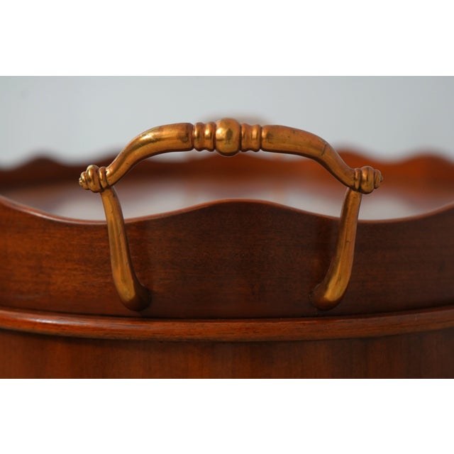 1990s Maitland Smith Mahogany Oval Butlers Table For Sale - Image 5 of 16