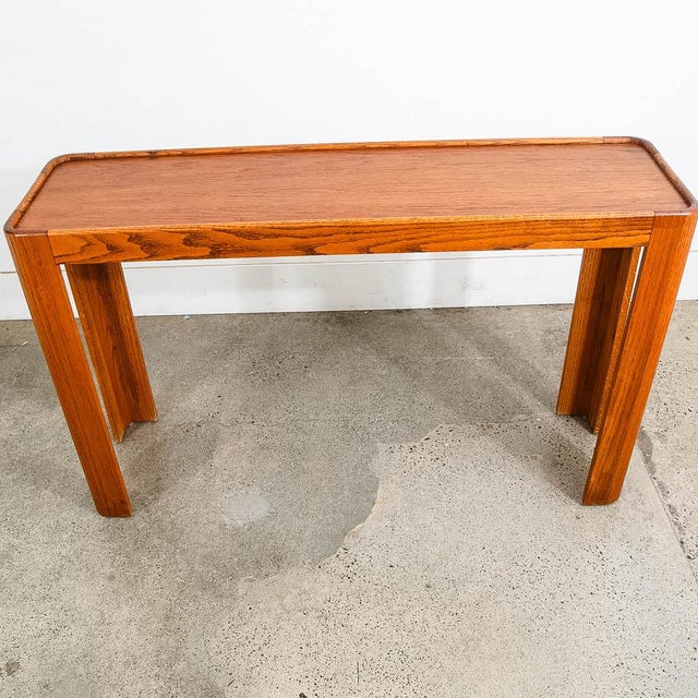 1960s Mid Century Modern Console Table Solid Oak Wood American Foyer Shelf Sofa MCM For Sale In Sacramento - Image 6 of 12