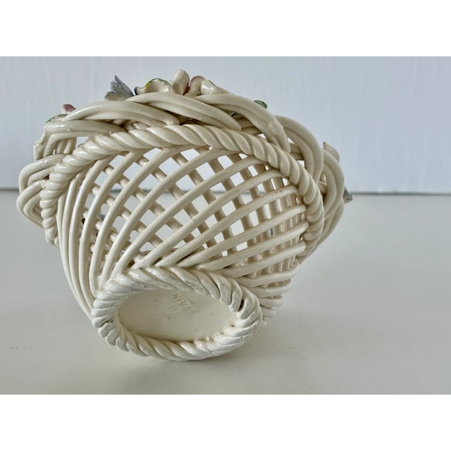 1980s Vintage European Ceramic Floral Basket For Sale In San Diego - Image 6 of 9